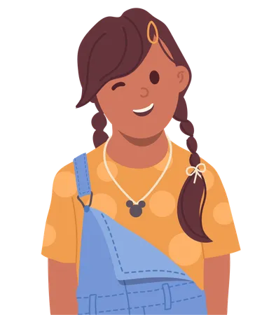 Girl winking showing playful emotion  Illustration