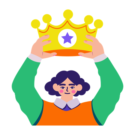 Girl winning crown  Illustration