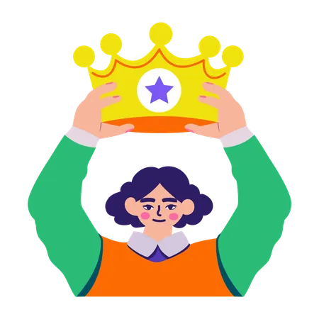 Girl winning crown  Illustration