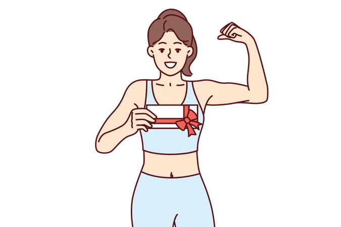 Girl wins fitness voucher  Illustration