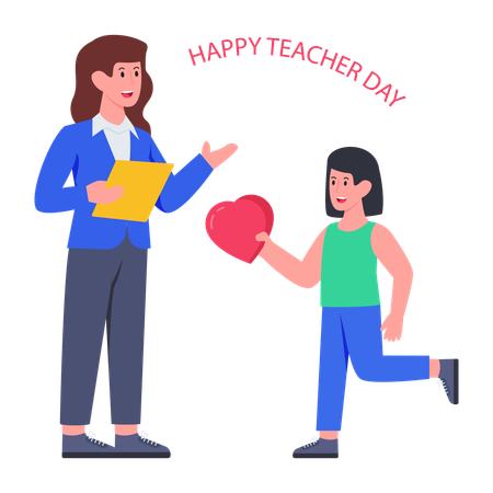 Girl wishing Happy Teacher Day  Illustration