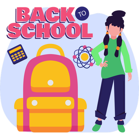 Girl with a backpack looks happy embodying the spirit of going back to school and new learning adventures  Illustration
