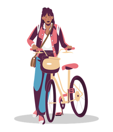 Girl with a bicycle  Illustration