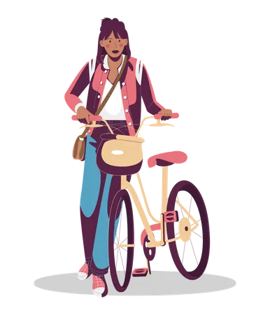 Girl with a bicycle  Illustration