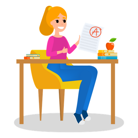 Girl With A Grade Illustration