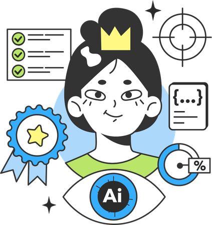 Girl with Ai badge  Illustration