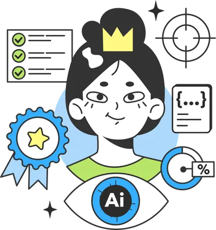 Girl with Ai badge  Illustration