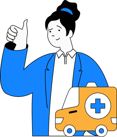 Girl with ambulance  Illustration