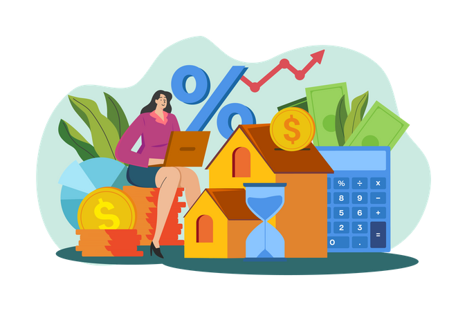 Girl with an investment loan Illustration
