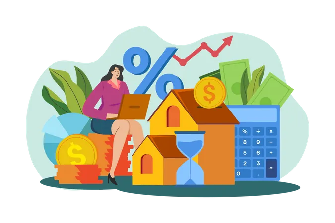 Girl with an investment loan Illustration