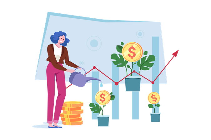 Girl With An Investment Loan  Illustration