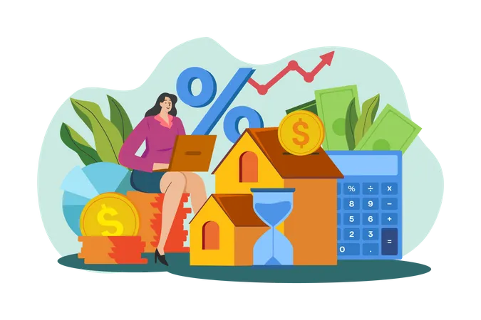 Girl with an investment loan  Illustration