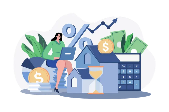 Girl with an investment loan  Illustration