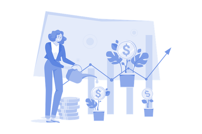 Girl With An Investment Loan  Illustration