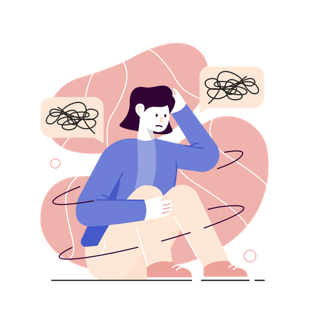 Girl with Anxiety  Illustration