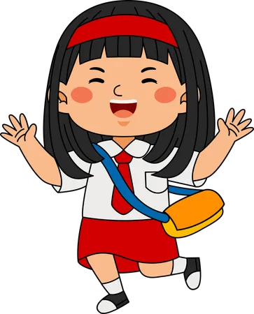 Girl with backpack  Illustration