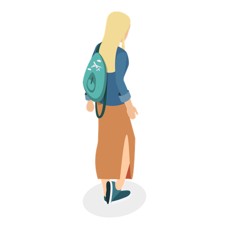 Girl With Backpacks  Illustration