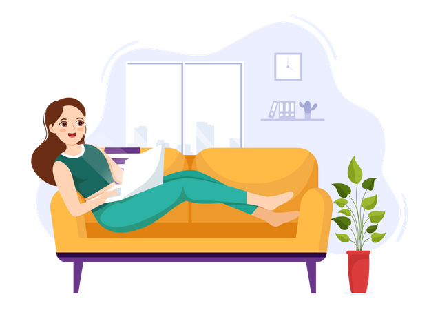 Girl with bad sitting position  Illustration