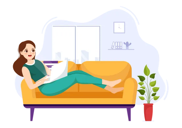 Girl with bad sitting position  Illustration