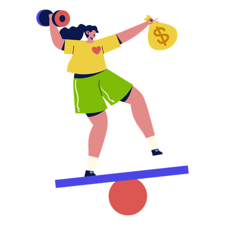 Girl with Balance Life  Illustration