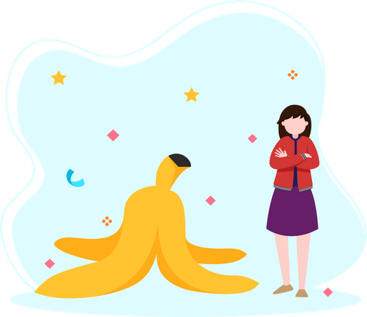 Girl with banana peel  Illustration