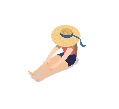 Girl with beach hat  Illustration