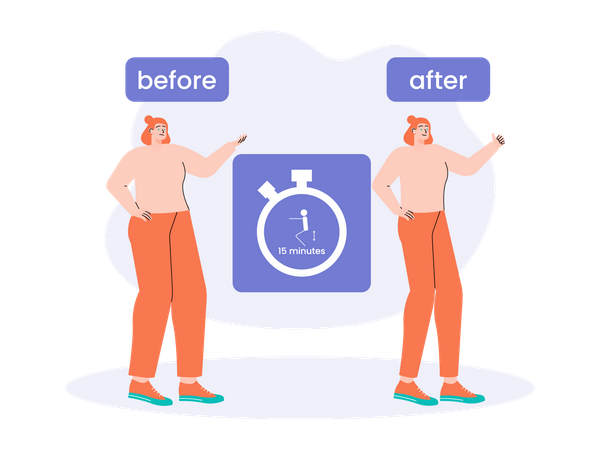 Girl with before and after weight loss  Illustration