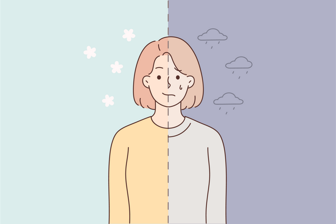 Girl with bipolar disorder  Illustration