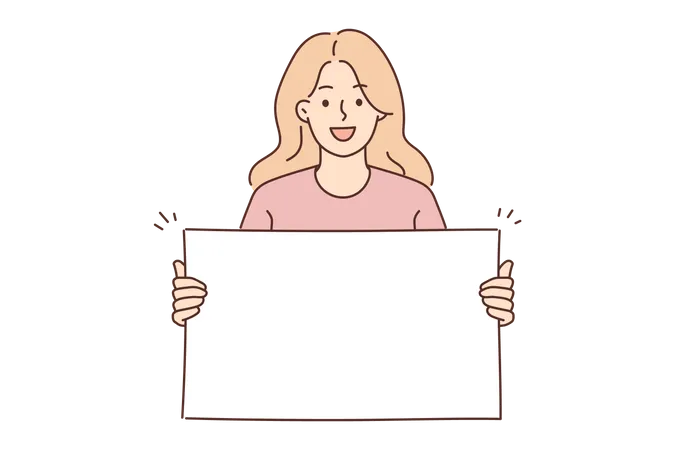 Girl with blank board  Illustration