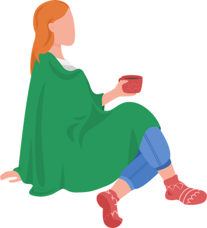 Girl with blanket  Illustration