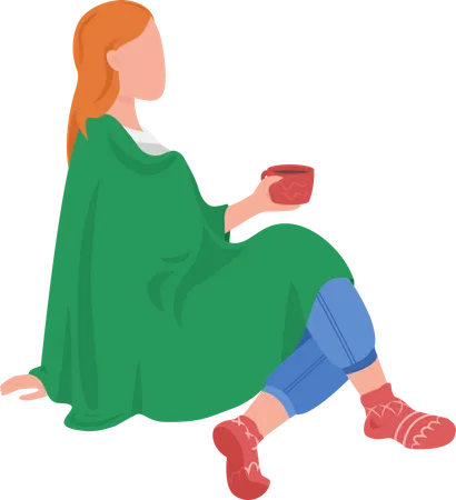 Girl with blanket  Illustration