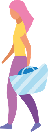 Girl with blue beach bag  Illustration