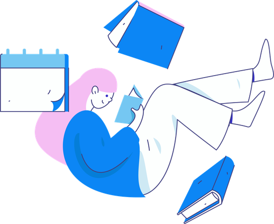 Girl With Book  Illustration