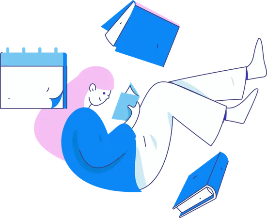 Girl With Book  Illustration