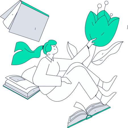 Girl With Book  Illustration