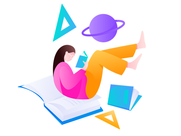 Girl With Book  Illustration