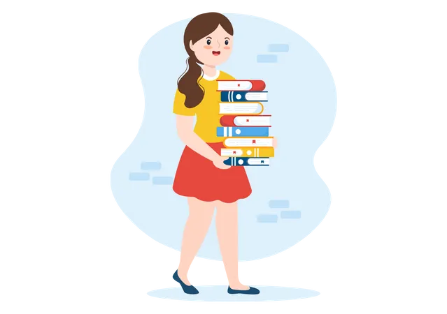 Girl with books Illustration