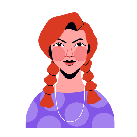 Girl with braided hairs  Illustration