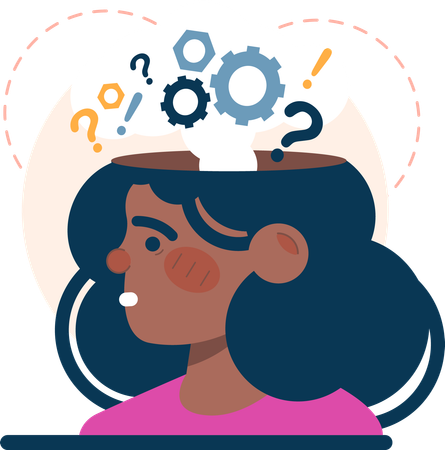 Girl with brainstorming  Illustration