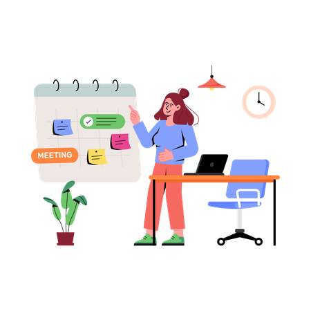 Girl with Business Schedule  Illustration