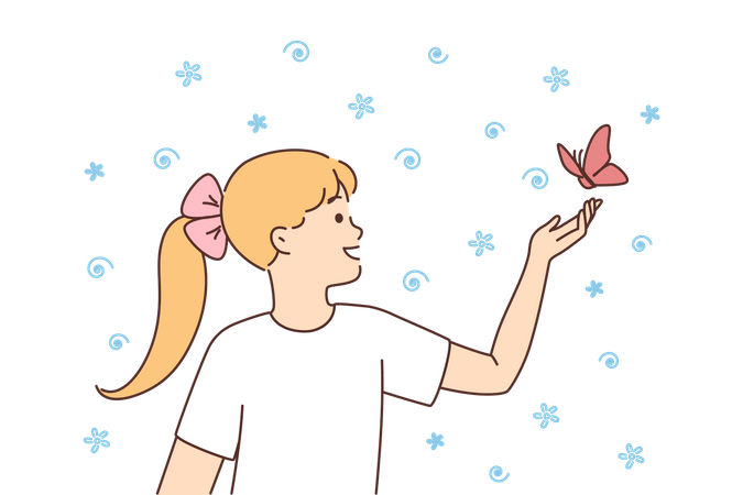 Girl with butterfly  Illustration