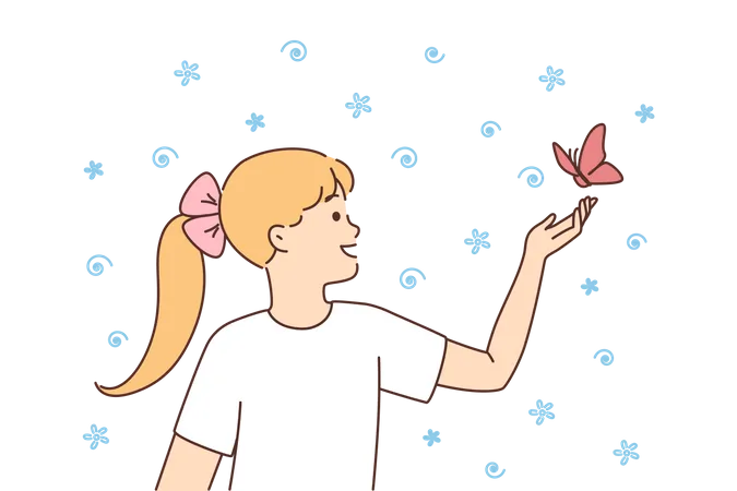 Girl with butterfly  Illustration