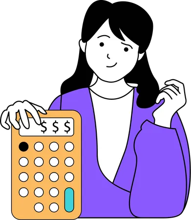 Girl with calculator  Illustration