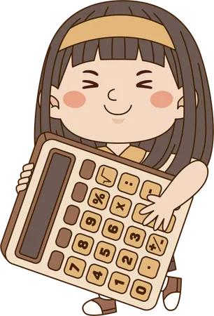 Girl with calculator  Illustration