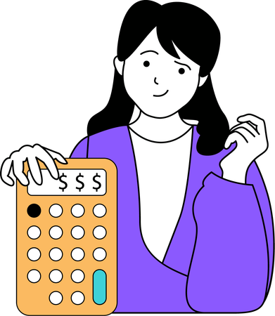 Girl with calculator  Illustration