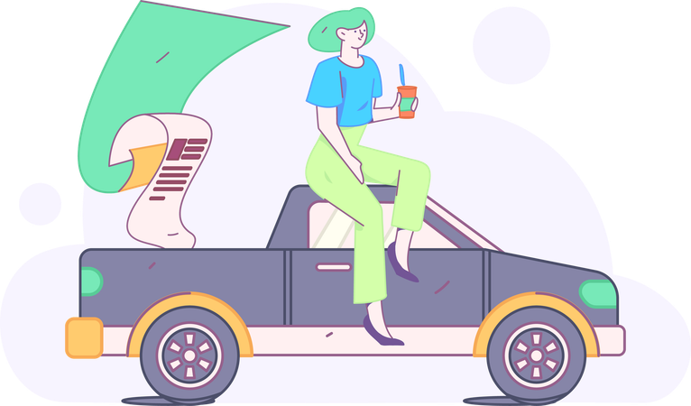 Girl with Car Insurance  Illustration