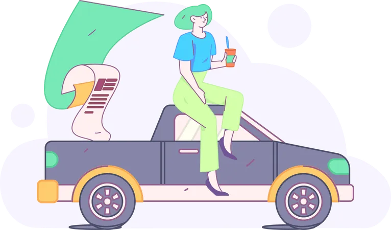 Girl with Car Insurance  Illustration