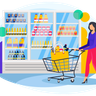 grocery shopping mall illustration svg