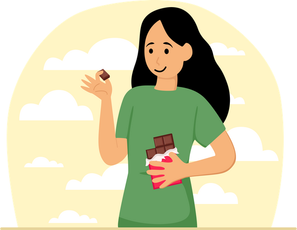 Girl with chocolate  Illustration