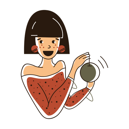 Girl with Christmas ball  Illustration